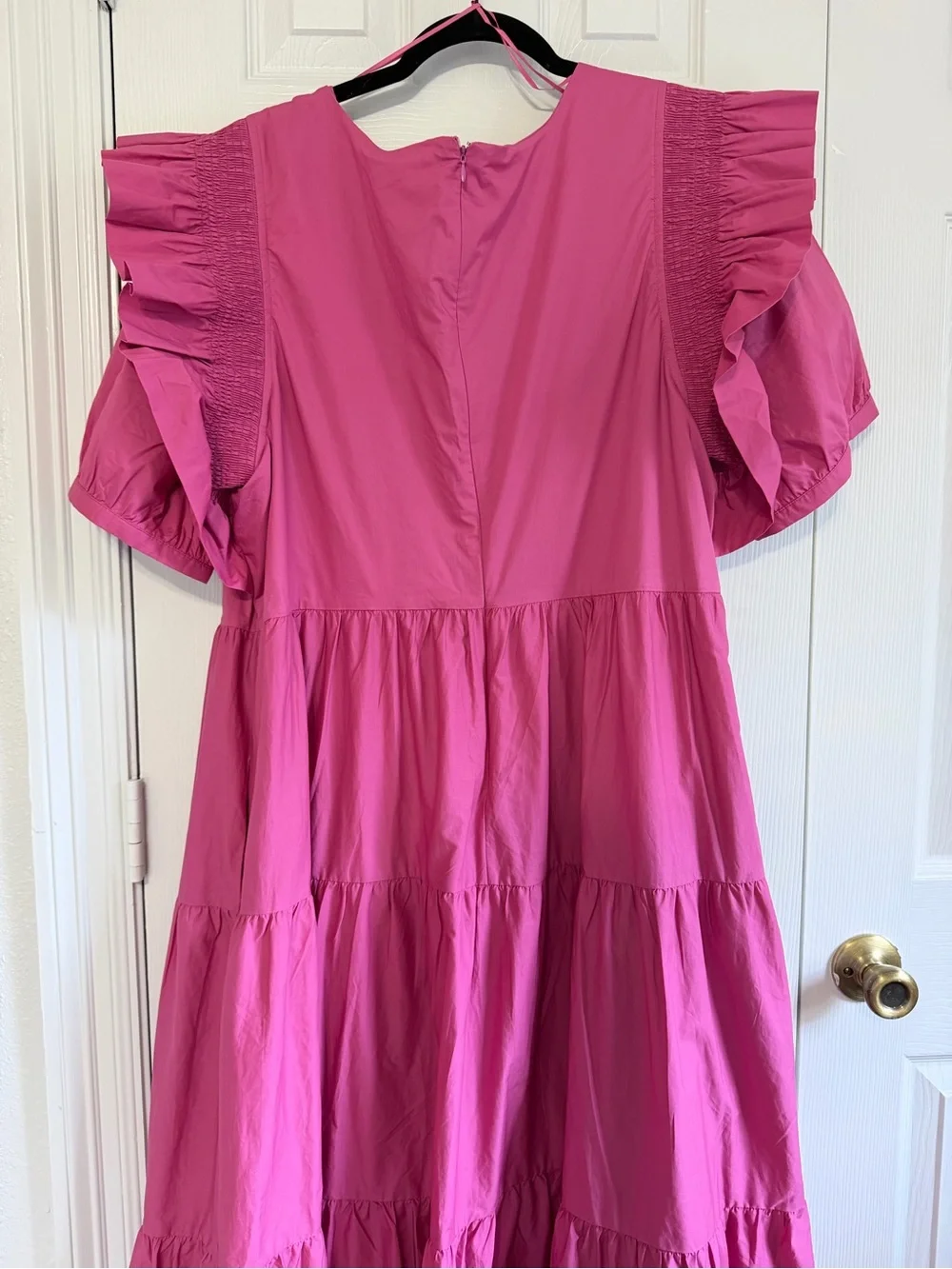 English Factory Pink Cotton Tiered Dress Puff Sleeve coquette Smocked 2X NWT